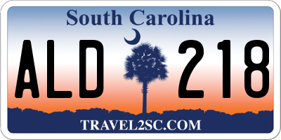 SC license plate ALD218