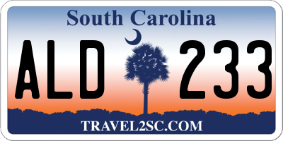 SC license plate ALD233