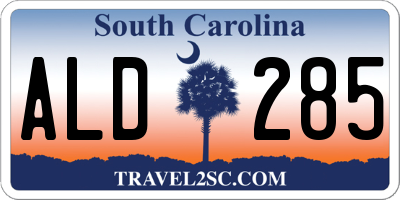 SC license plate ALD285
