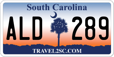SC license plate ALD289