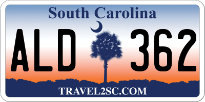 SC license plate ALD362