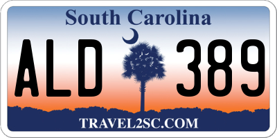 SC license plate ALD389