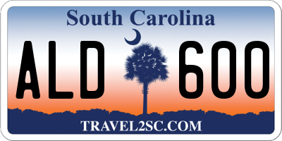 SC license plate ALD600