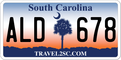 SC license plate ALD678