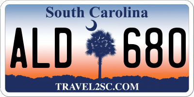 SC license plate ALD680