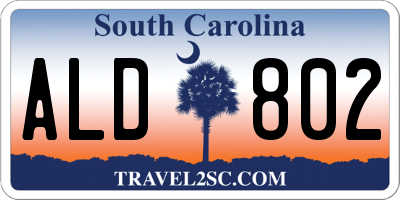 SC license plate ALD802