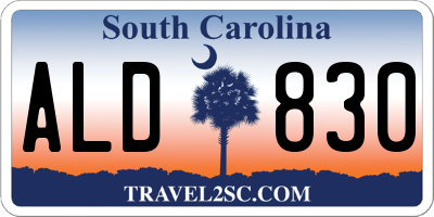 SC license plate ALD830