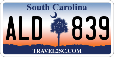 SC license plate ALD839