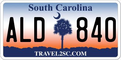 SC license plate ALD840