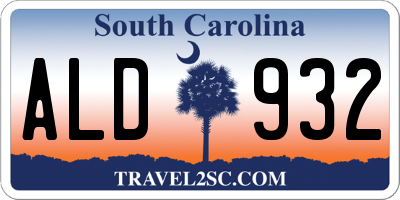 SC license plate ALD932