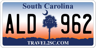 SC license plate ALD962