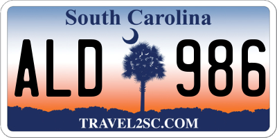 SC license plate ALD986
