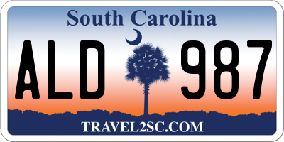SC license plate ALD987