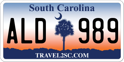 SC license plate ALD989