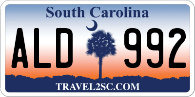 SC license plate ALD992