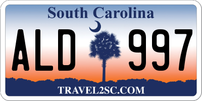 SC license plate ALD997