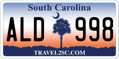 SC license plate ALD998