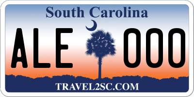 SC license plate ALE000