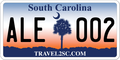 SC license plate ALE002