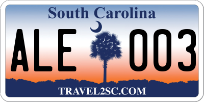 SC license plate ALE003