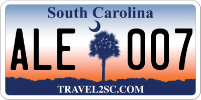 SC license plate ALE007