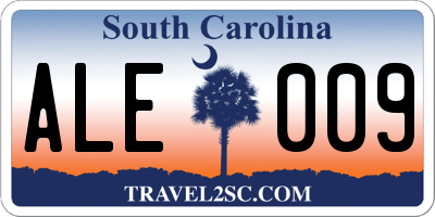 SC license plate ALE009