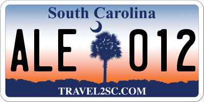 SC license plate ALE012