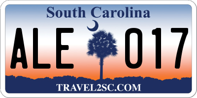 SC license plate ALE017