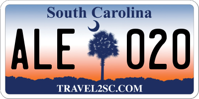 SC license plate ALE020