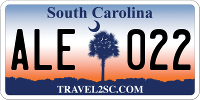 SC license plate ALE022