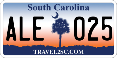 SC license plate ALE025