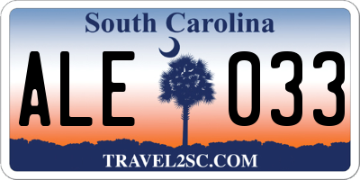 SC license plate ALE033