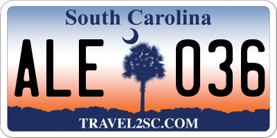 SC license plate ALE036