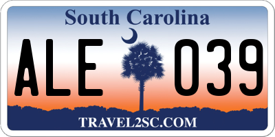 SC license plate ALE039
