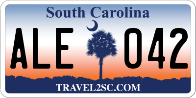 SC license plate ALE042
