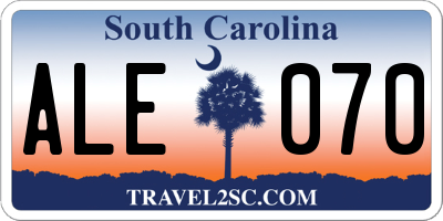 SC license plate ALE070