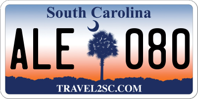 SC license plate ALE080