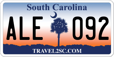 SC license plate ALE092