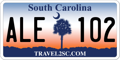SC license plate ALE102