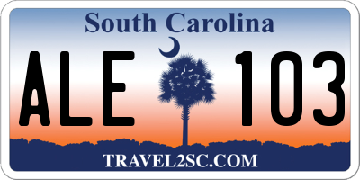 SC license plate ALE103