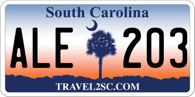 SC license plate ALE203