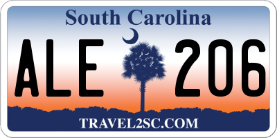 SC license plate ALE206
