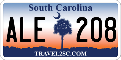 SC license plate ALE208