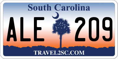 SC license plate ALE209