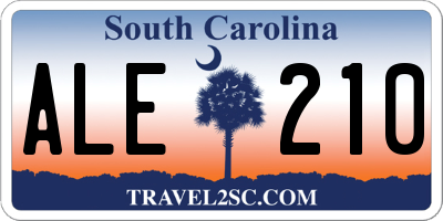 SC license plate ALE210