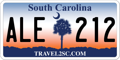 SC license plate ALE212