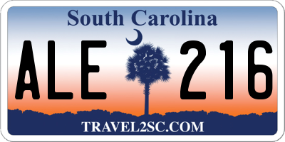 SC license plate ALE216