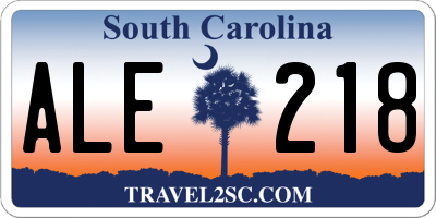SC license plate ALE218
