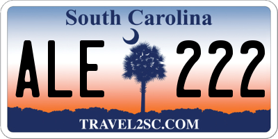 SC license plate ALE222