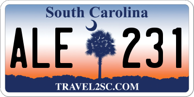 SC license plate ALE231